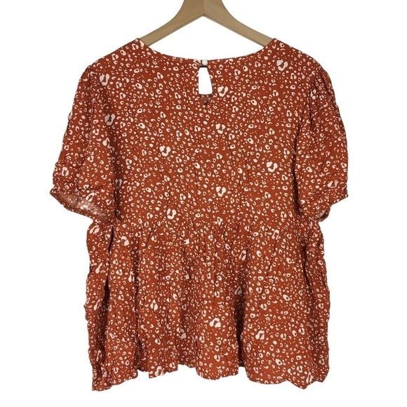 SHEIN CURVE 2 Tops Blouses Short Sleeve Leopard Babydoll 3XL Gingham Ruffle 2XL - Picture 13 of 16